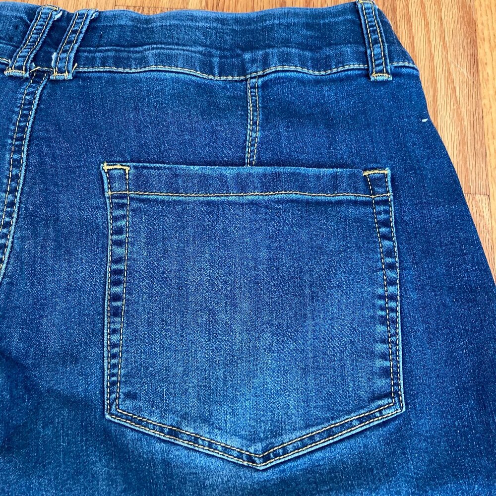 Indigo Poppy Cropped Wide Jeans High Waist Elastic Stretch Comfy and Fun, sz 14 - Picture 4 of 8